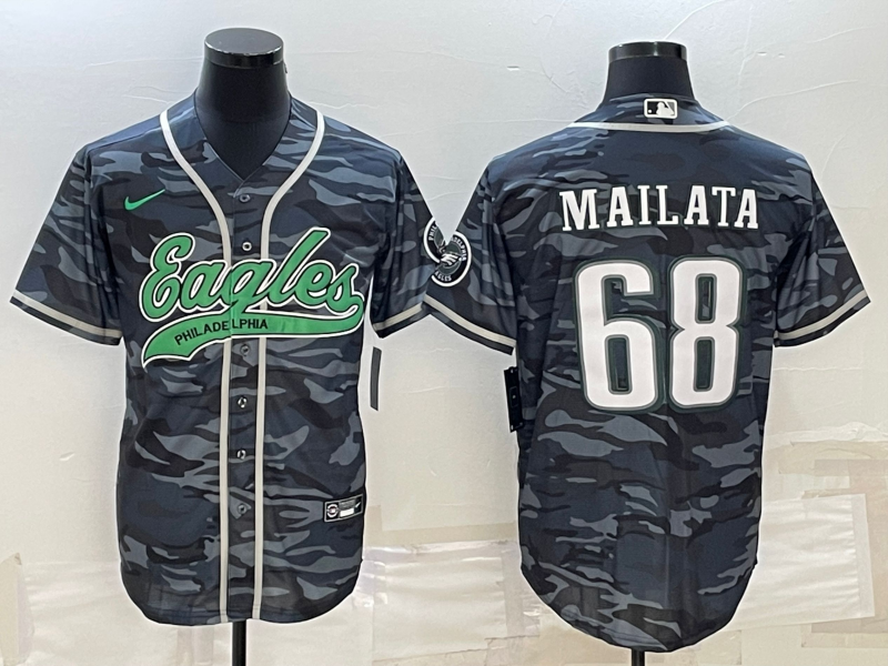 Men's Philadelphia Eagles Jordan Mailata #68 Grey Camouflage Jersey Joint Edition